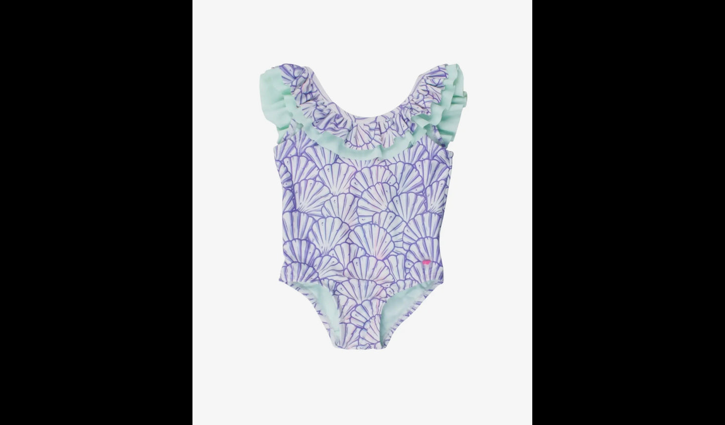 Magical mermaid scoop back ruffle one piece swimsuit