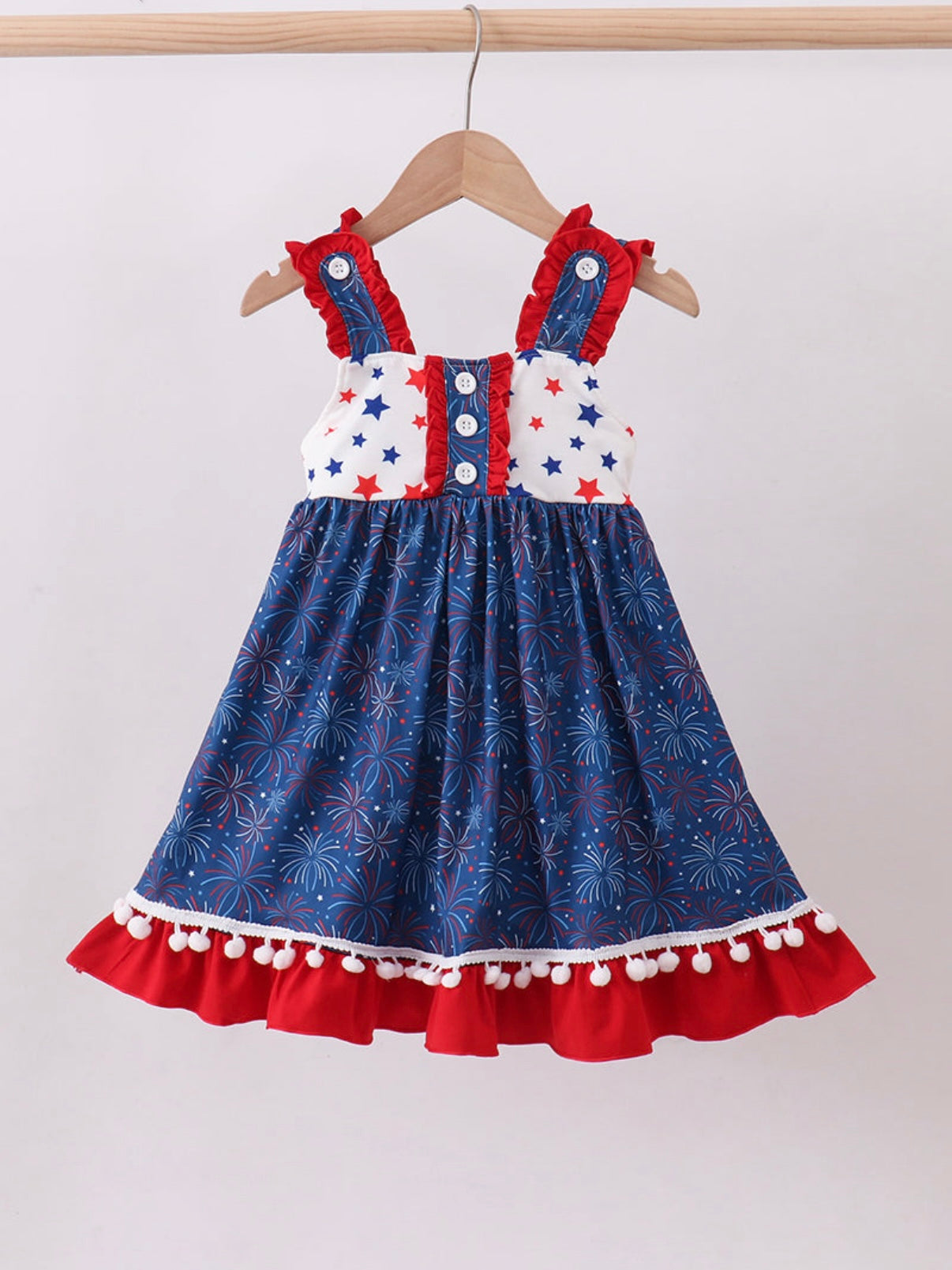 Navy fireworks ruffle dress