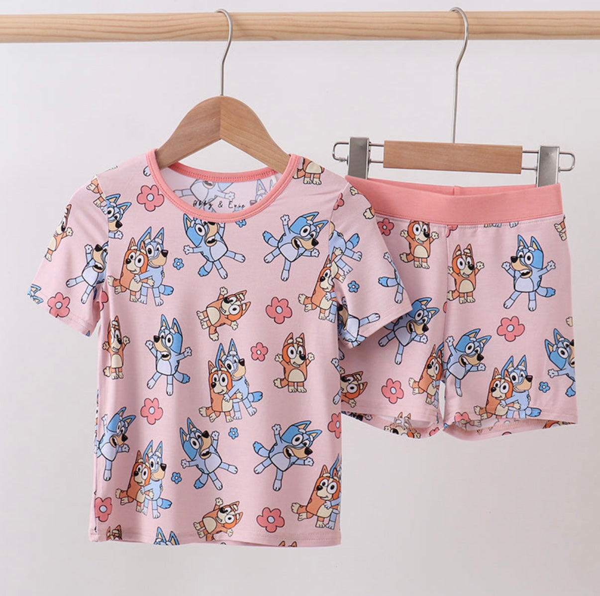 Pink bluey bamboo set