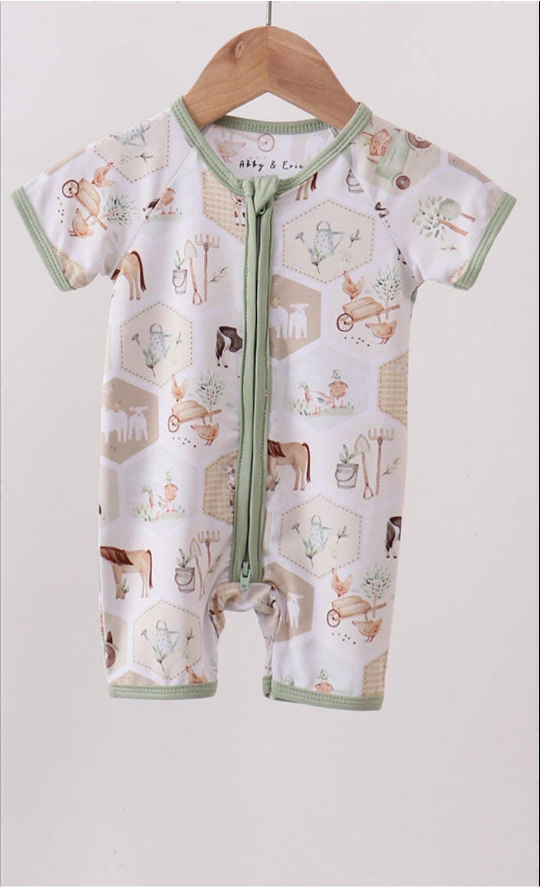 Farm animal bamboo romper