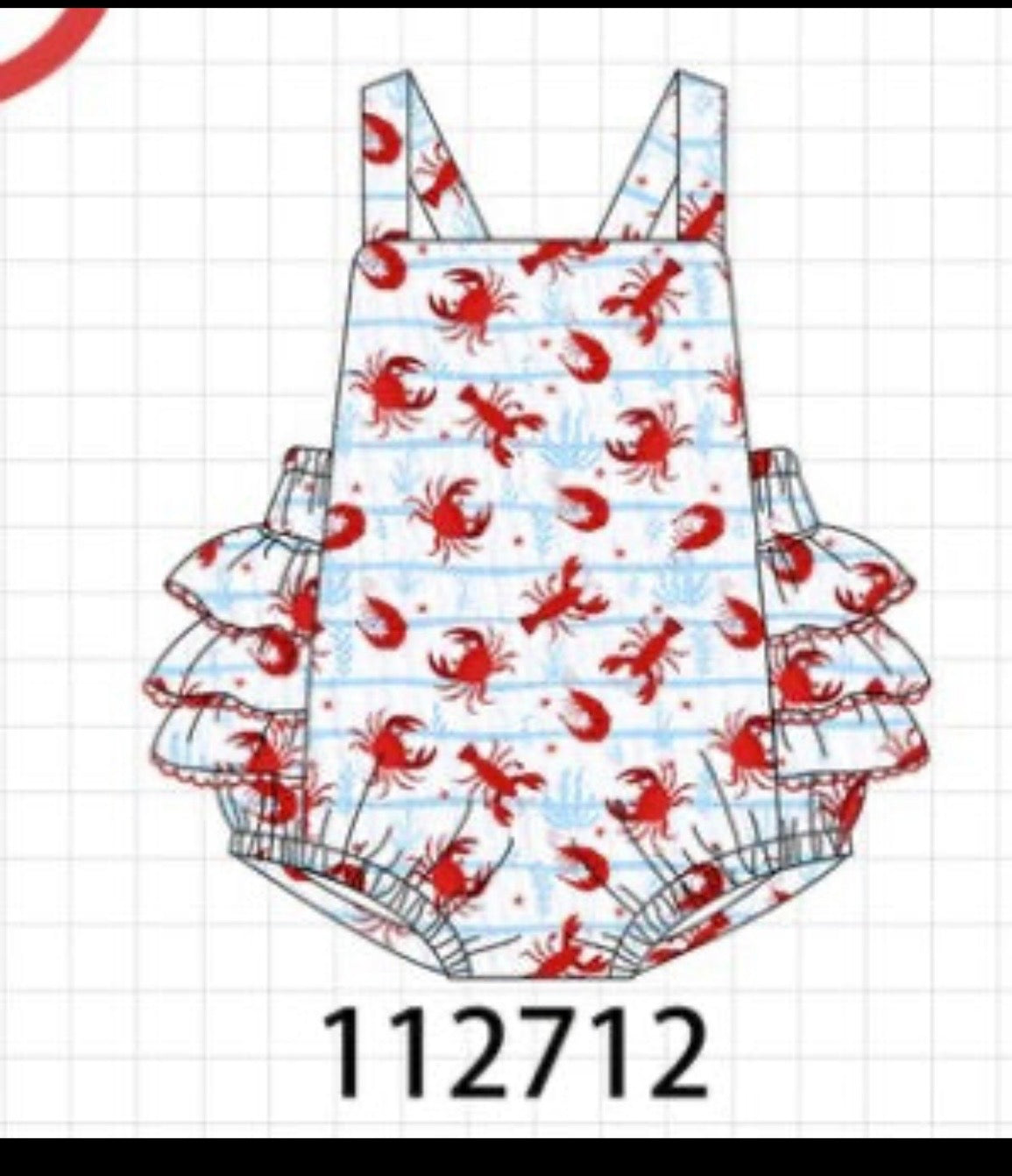 Lobster print muslin ruffle bubble