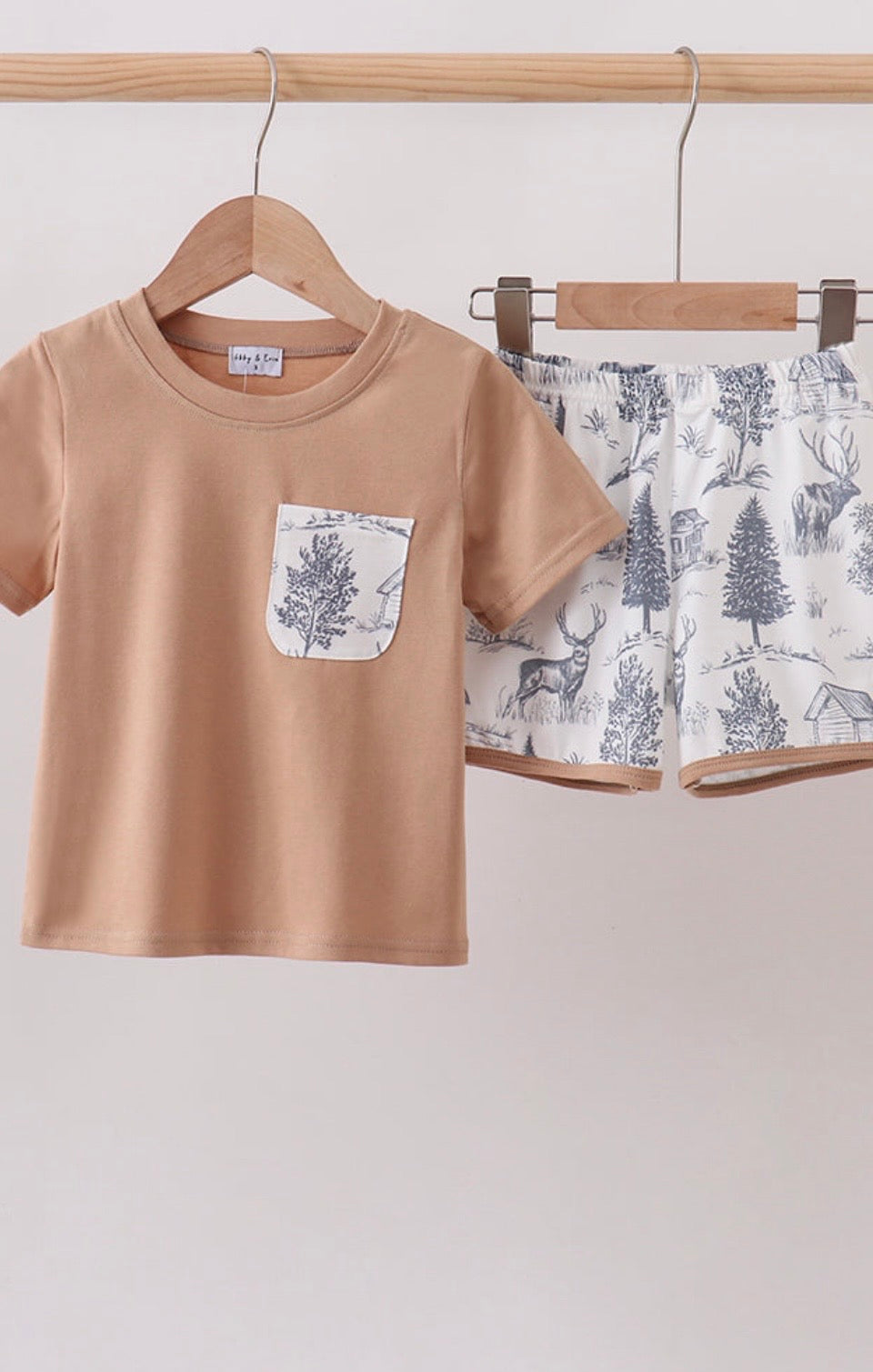 Khaki deer forest short set