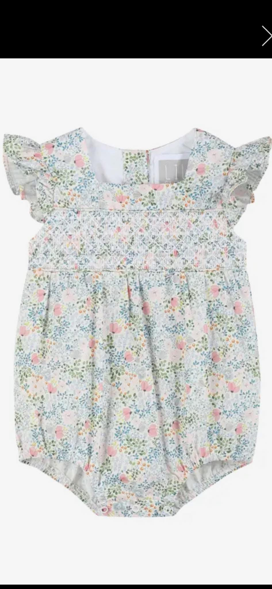 Floral smocked bubble