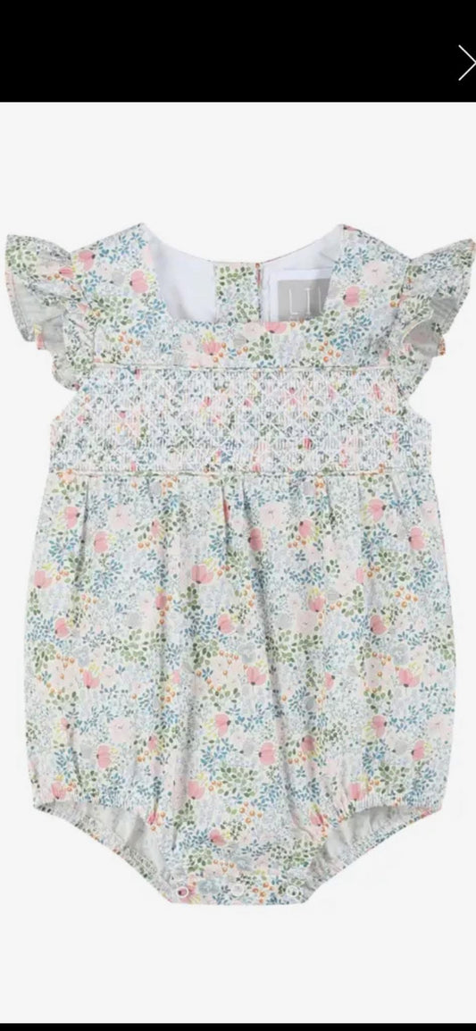 Floral smocked bubble
