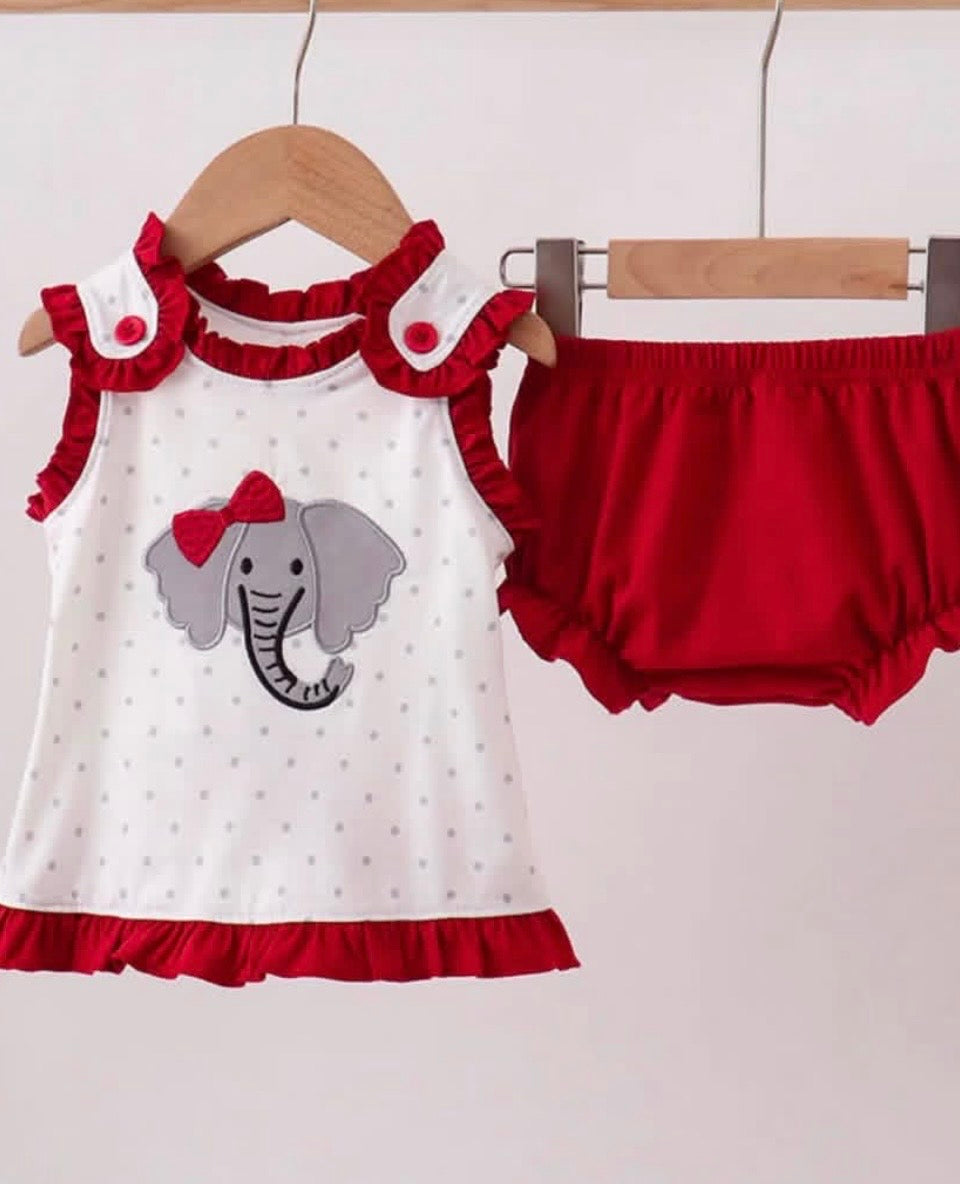 Maroon Alabama elephant appliqué bloomer set