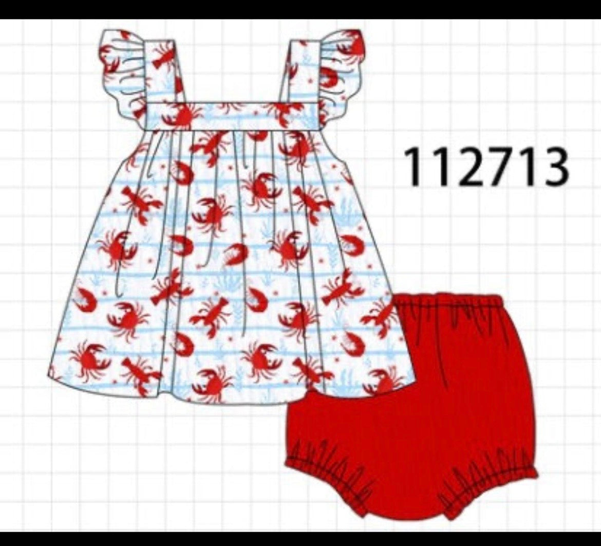Lobster print muslin bloomer set