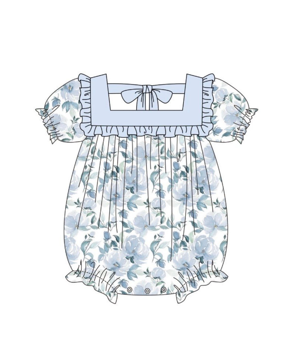 Blue floral ruffle bubble