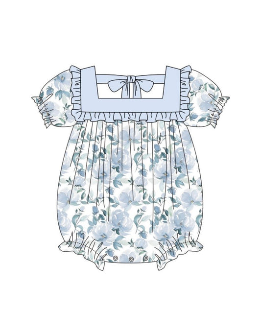Blue floral ruffle bubble