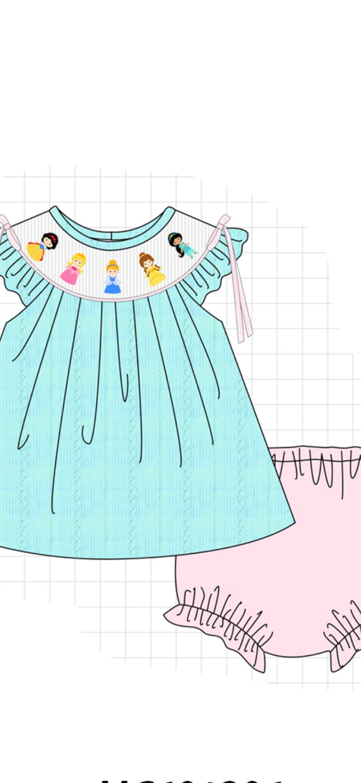 Mint Princess smocked jacquard bloomer set