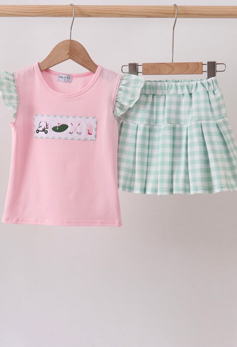Green golf embroidered skort set