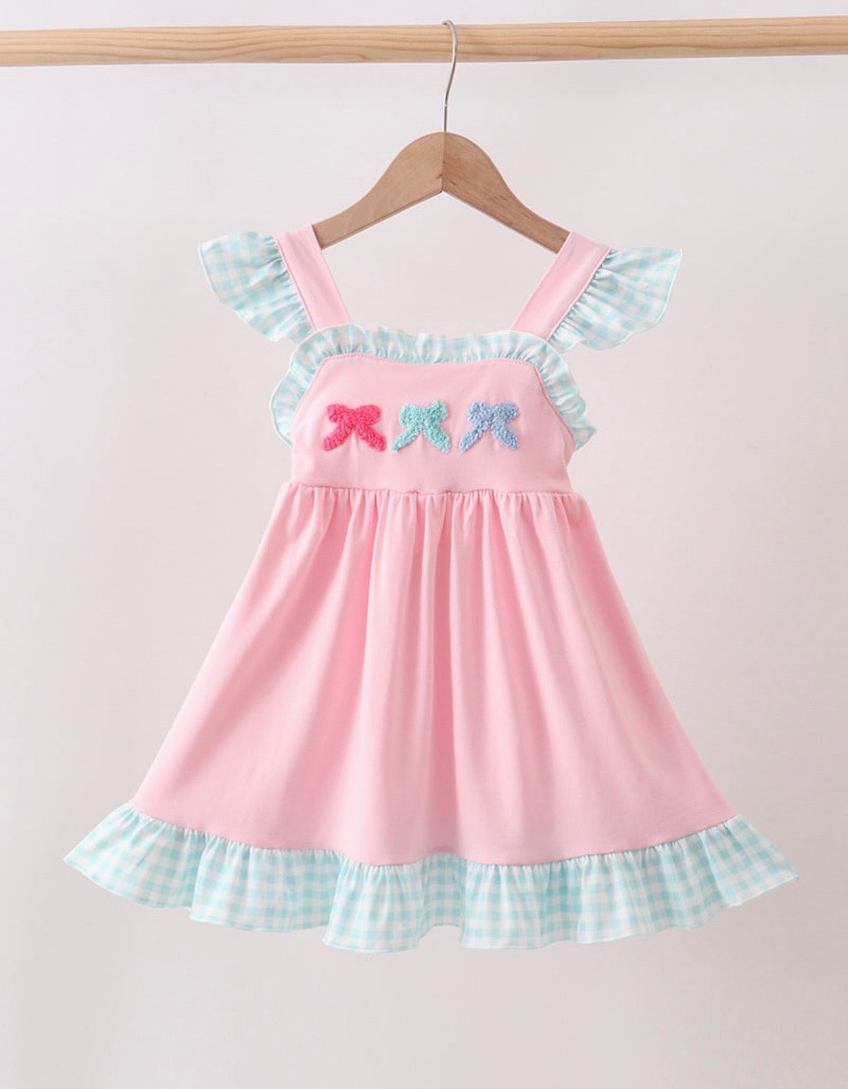 Pink bow French knot dress