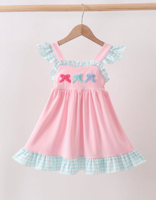 Pink bow French knot dress