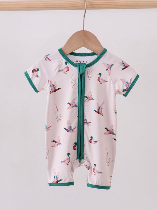 Green duck bamboo romper