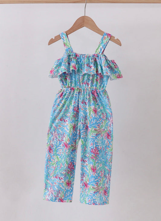 Mint island bloom jumpsuit