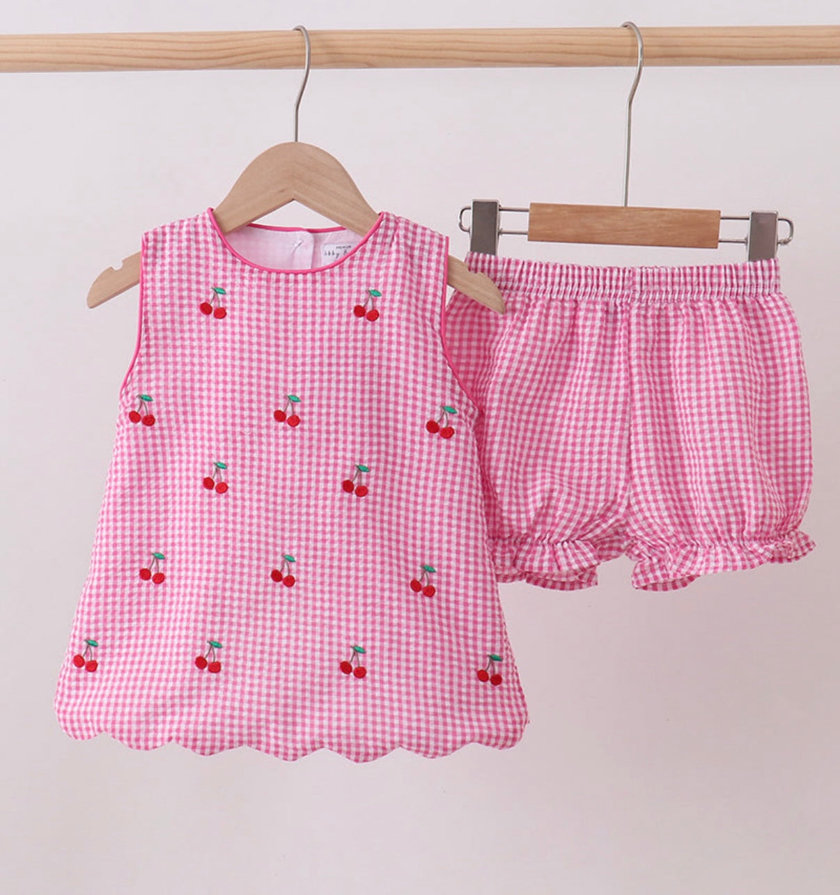 Cherry gingham short set