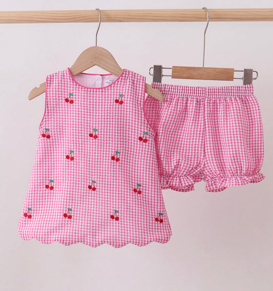 Cherry gingham short set