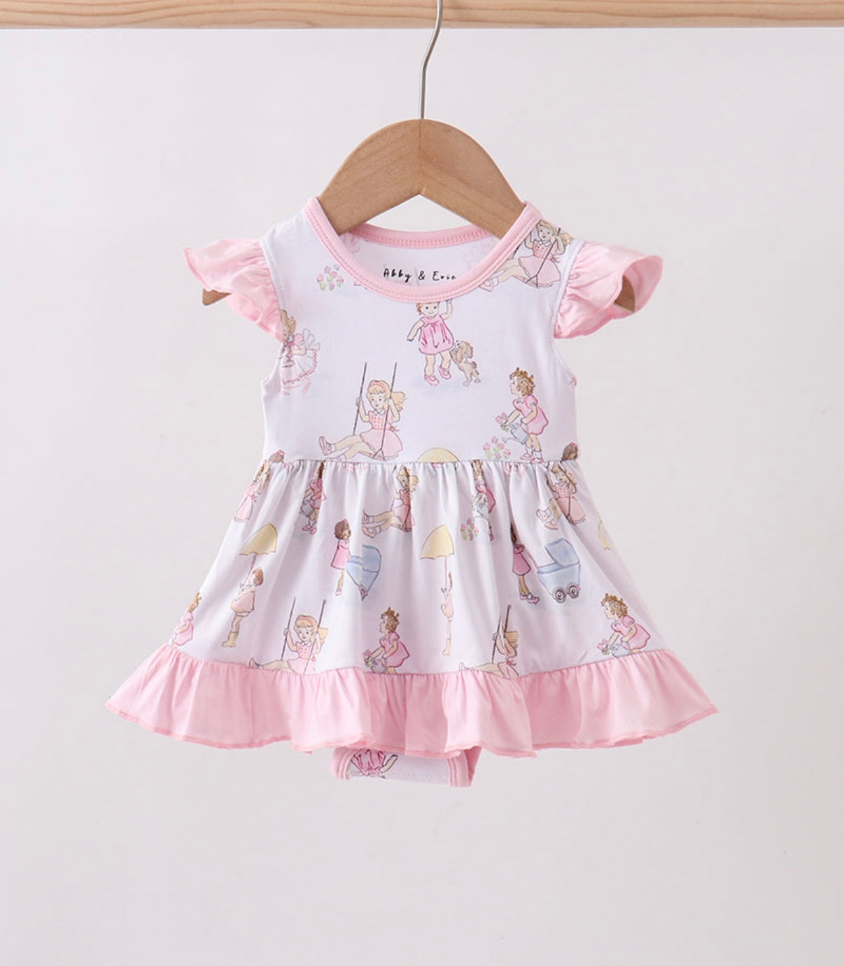 Pink all day adventure bamboo ruffle bubble