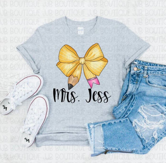 Custom pencil name tee