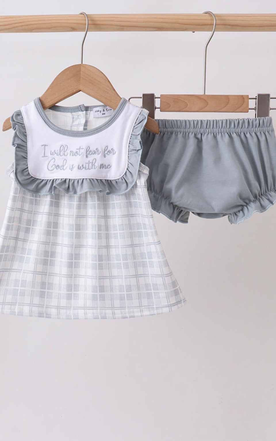 Blue faith embroidered bloomer set