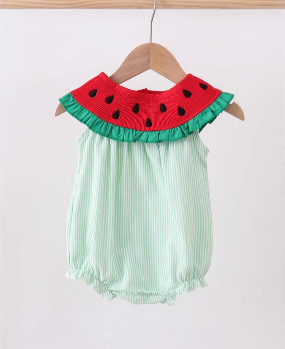 Green seersucker watermelon bubble