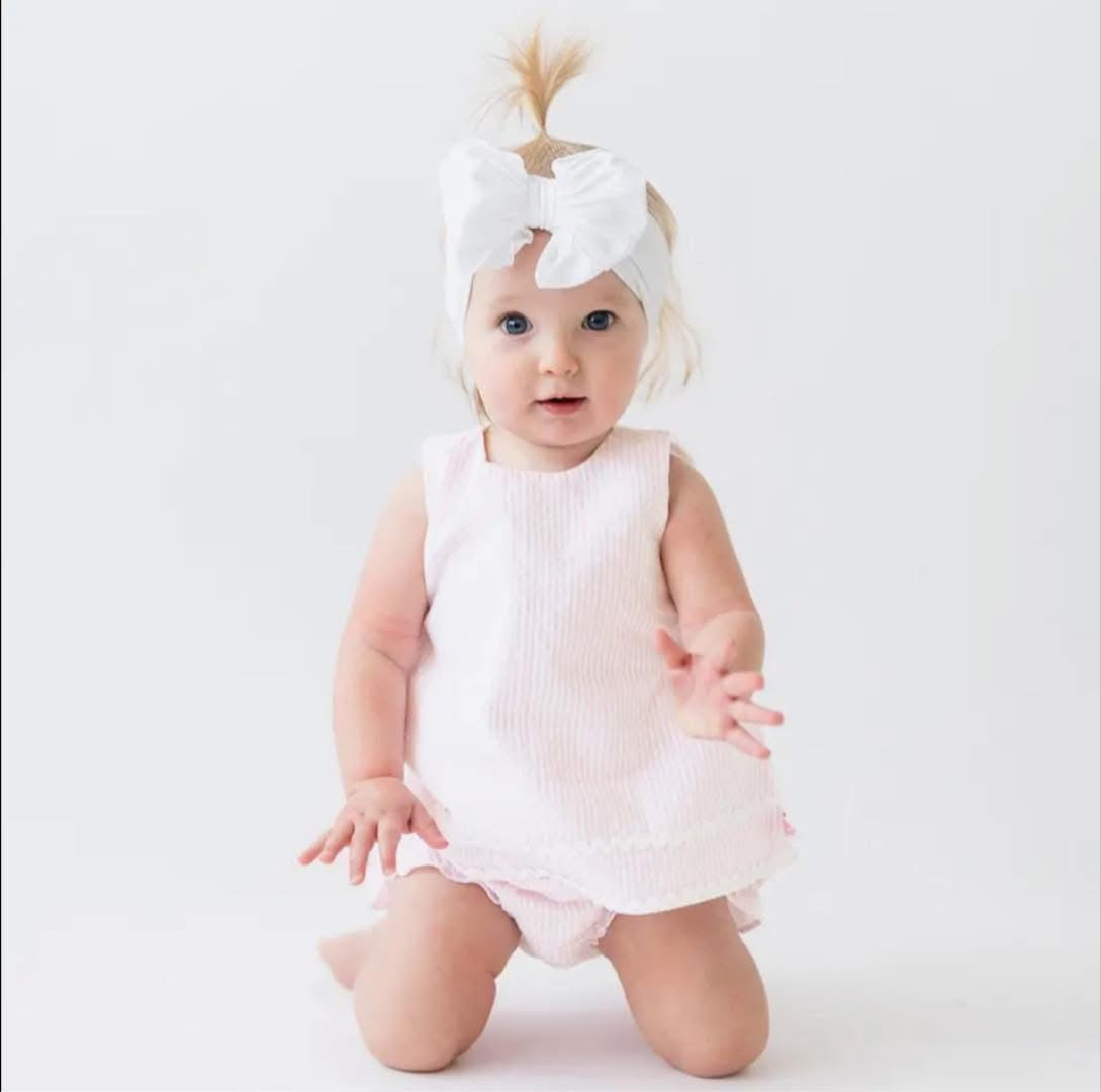 Pink seersucker bloomer set