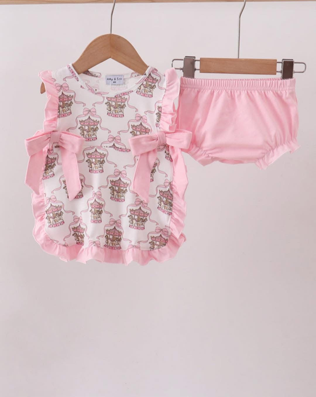 Pink carousel ruffle bloomer set