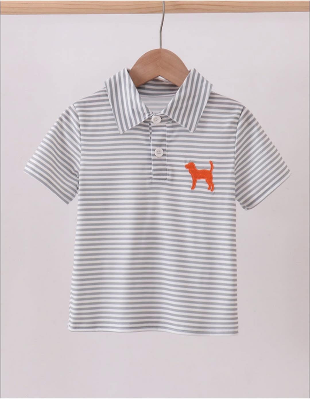 Orange TN embroidery striped polo